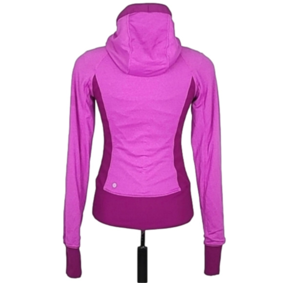 Lululemon In Flux Reversible Jacket Pink Purple Full Zip Hood Thumbholes Size 6 - Picture 3 of 15